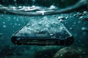 Smart iPhone underwater and suffering damage by the water, Concept for Smartphone repair and insurance